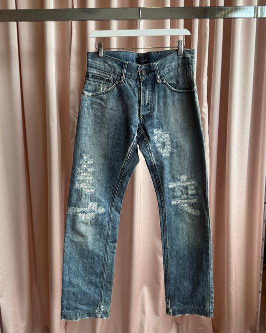 Dolce & Gabbana Distressed Mid Wash Denim