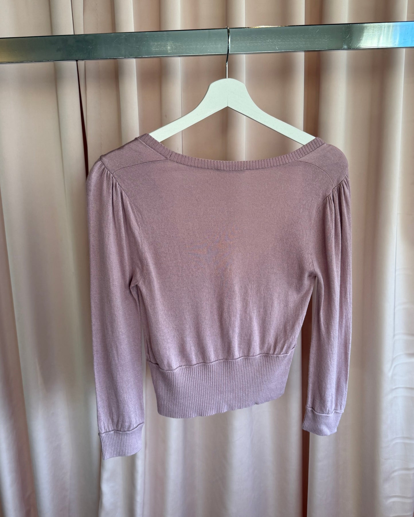 French Brand Mauve Scoop Neck Knit Cardigan
