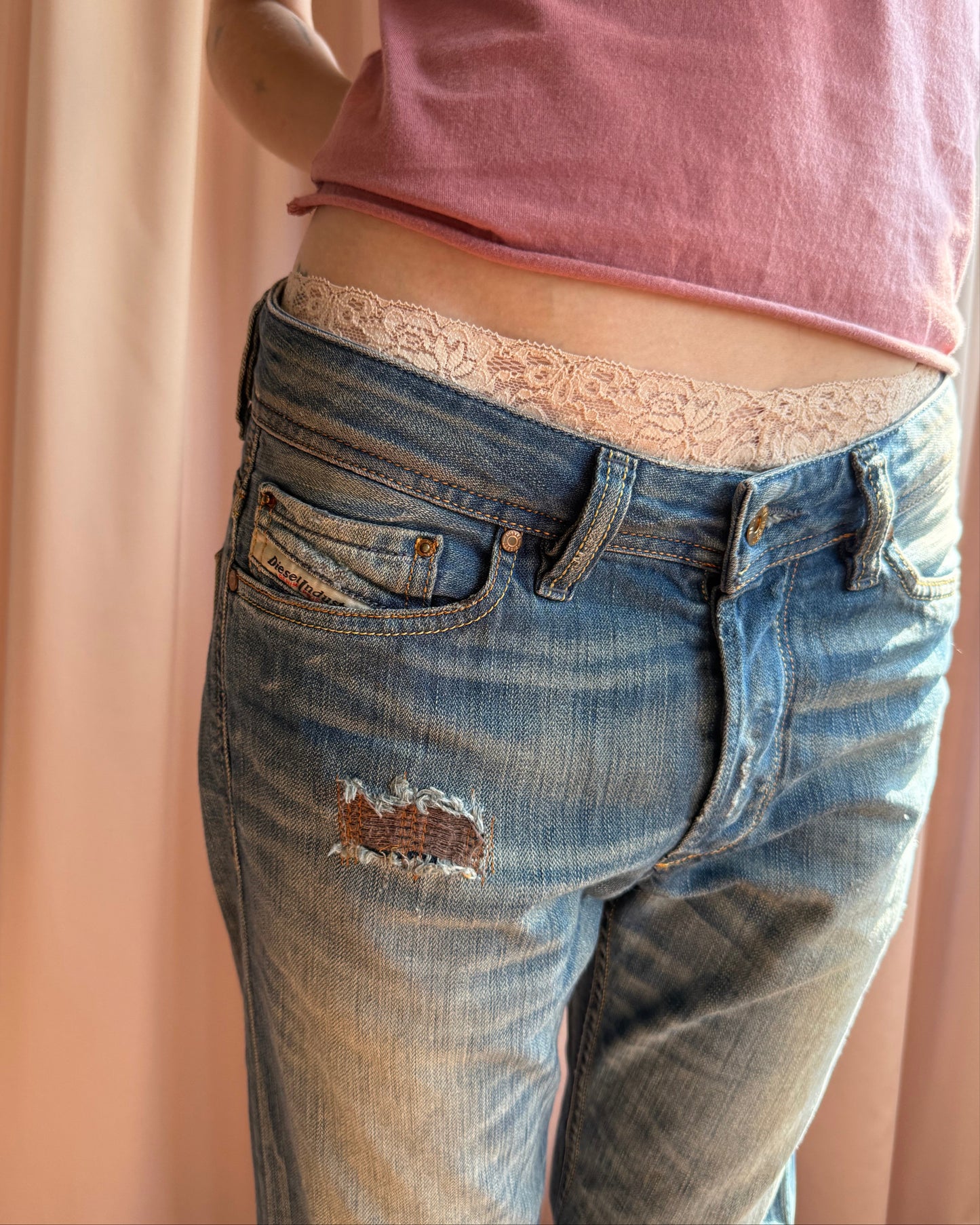 Diesel “Viker” Faded & Distressed Denim