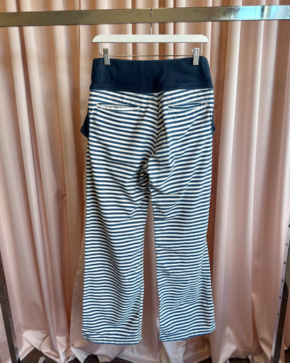 Kapital Navy & White Striped Cotton Wide Leg Drawstring Pants