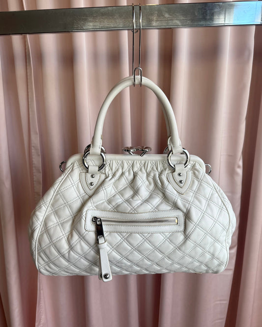 Marc Jacobs Quilted White Leather Stam Bag