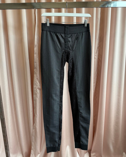 D&G F/W 2003 Pinstripe & Lace Panelled Slim Cut Trousers