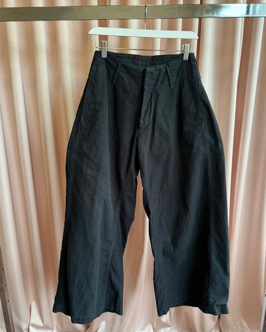 Kapital Black Moleskin Cotton Ultra Wide Balloon Leg Trousers