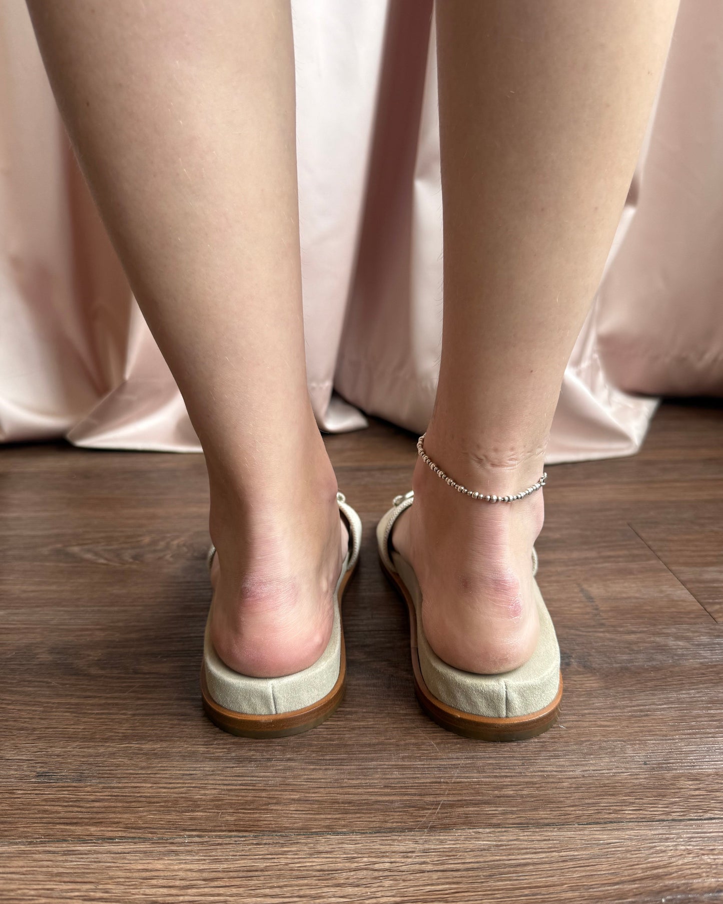 Prada Silver Buckle Linen Flat Slide Sandals