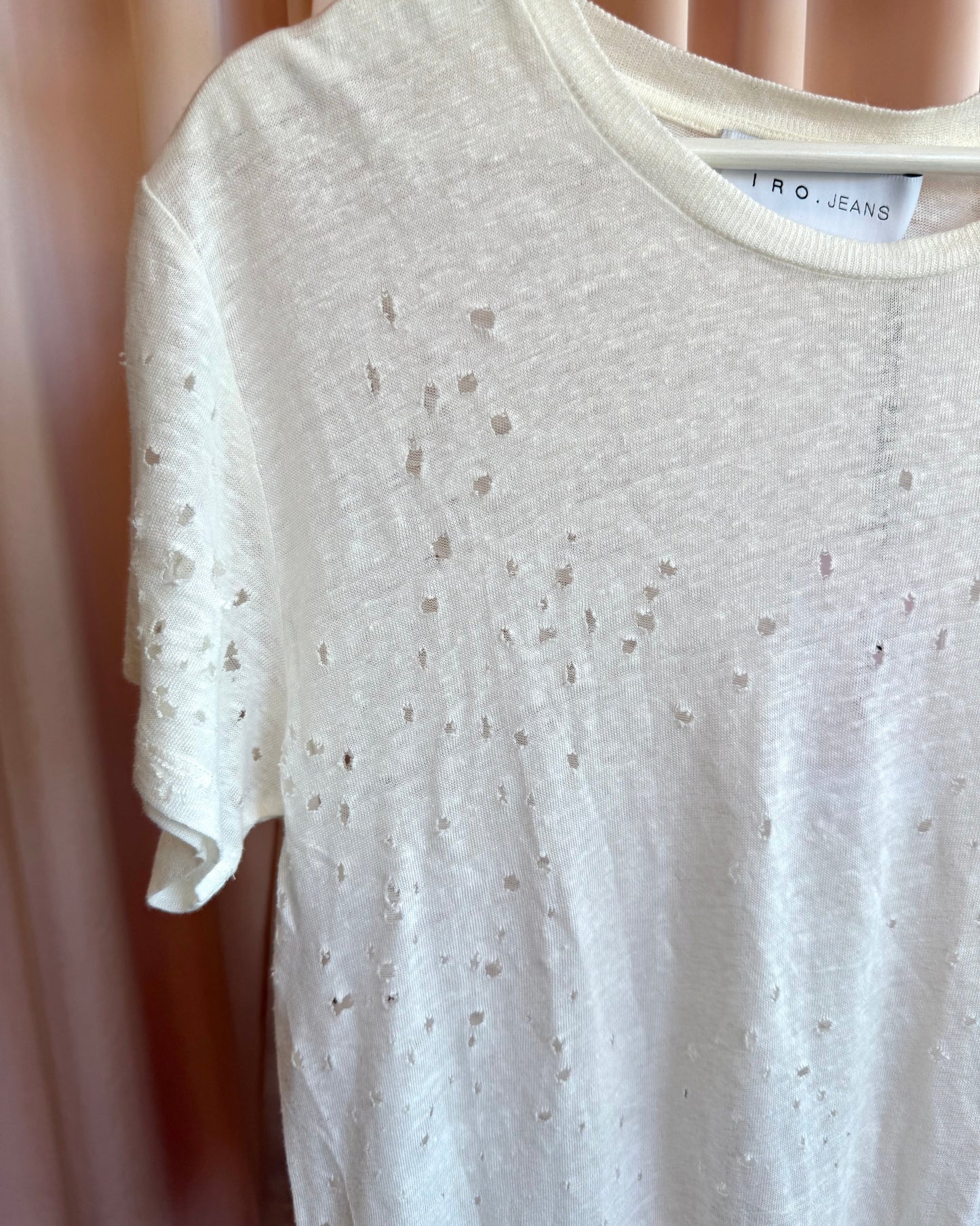 Iro Jeans New With Tags Distressed Ecru Linen T-Shirt