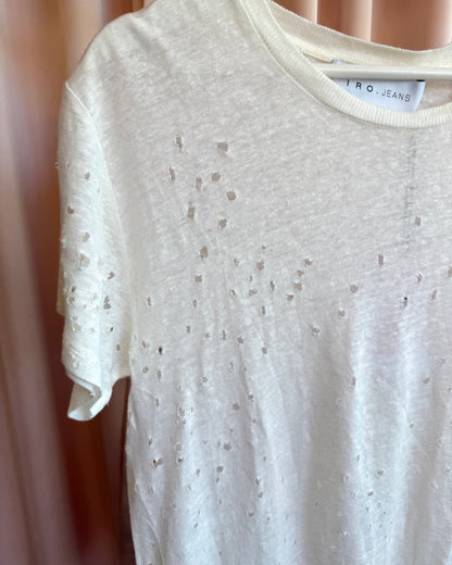 Iro Jeans New With Tags Distressed Ecru Linen T-Shirt