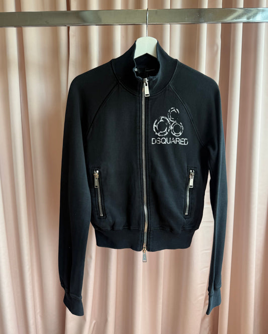Dsquared² F/W 2007 Gears Print Black Zip Up Sweatshirt