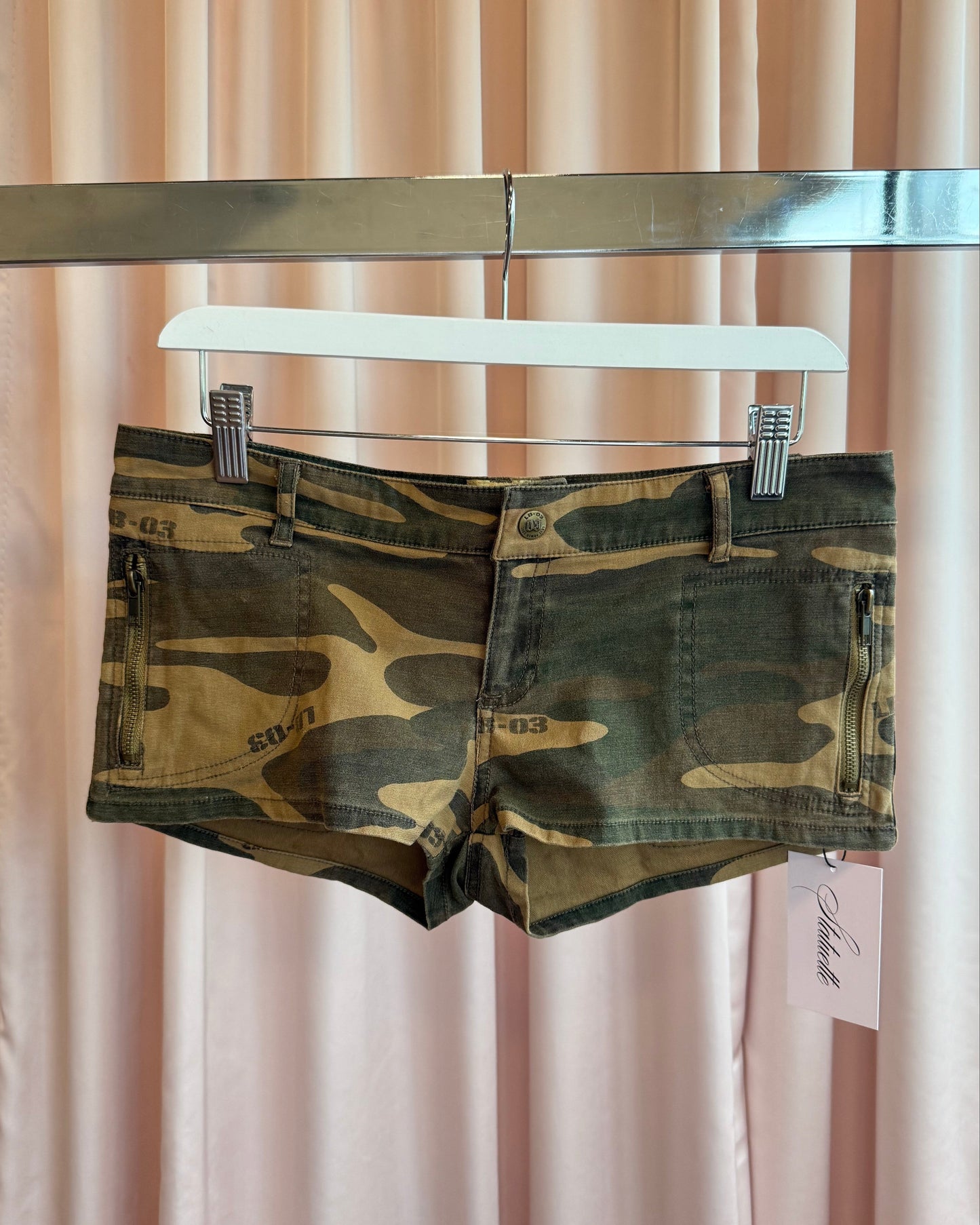 Japanese Brand Camouflage Print Low Rise Mini Shorts