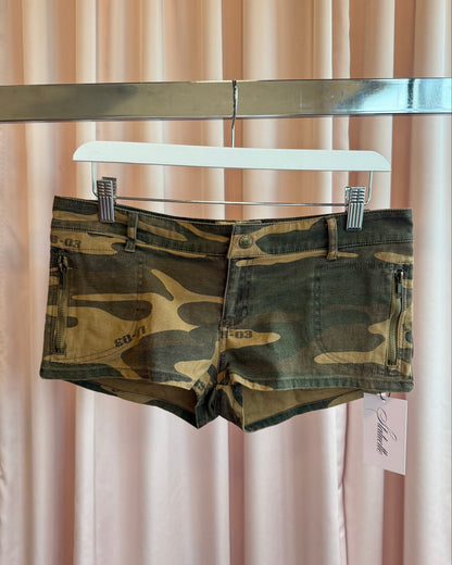 Japanese Brand Camouflage Print Low Rise Mini Shorts