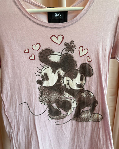 D&G S/S 2010 Mickey & Minnie Mouse Pink Graphic T-Shirt