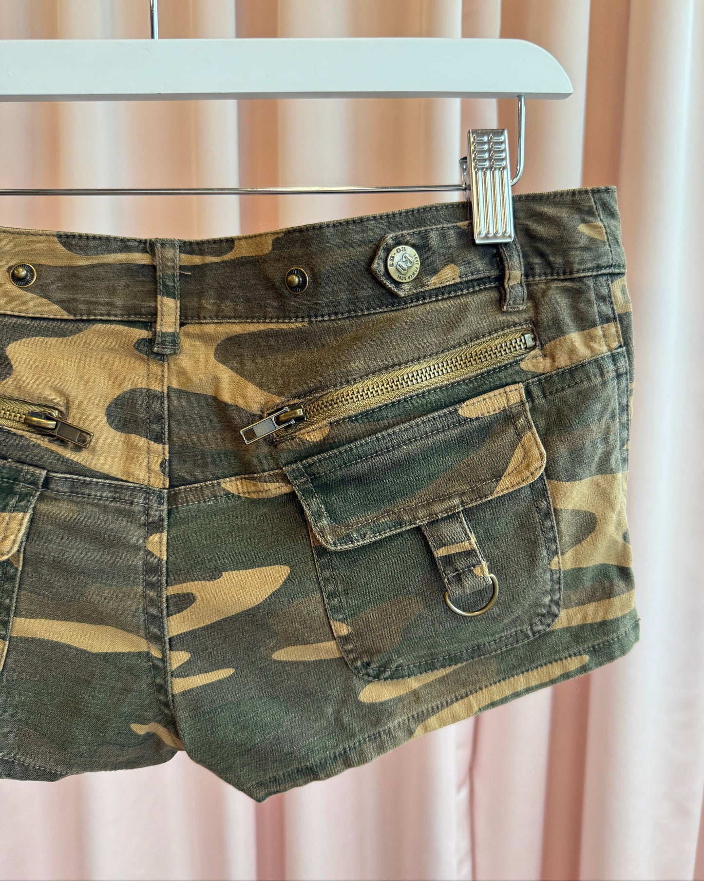 Japanese Brand Camouflage Print Low Rise Mini Shorts