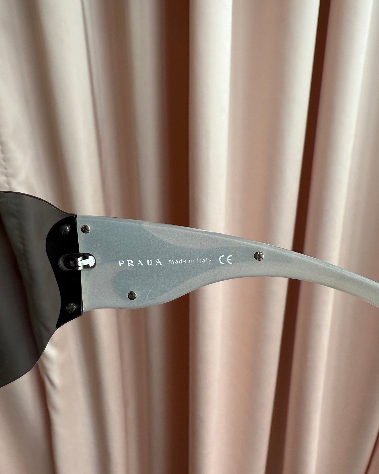 Prada Black & Silver Flame Shield Sunglasses