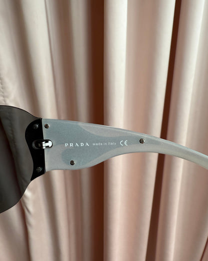 Prada Black & Silver Flame Shield Sunglasses