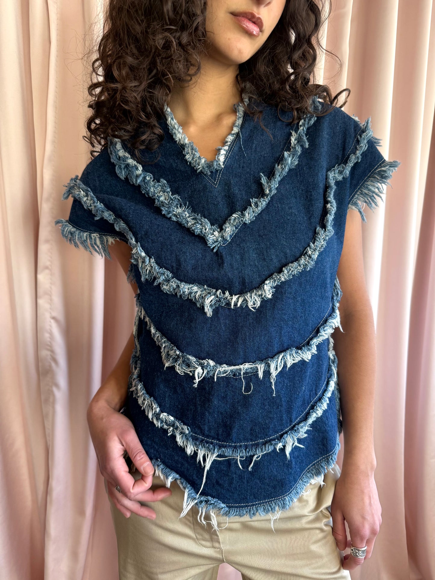 Alexander McQueen F/W 1997 Frayed Denim Top