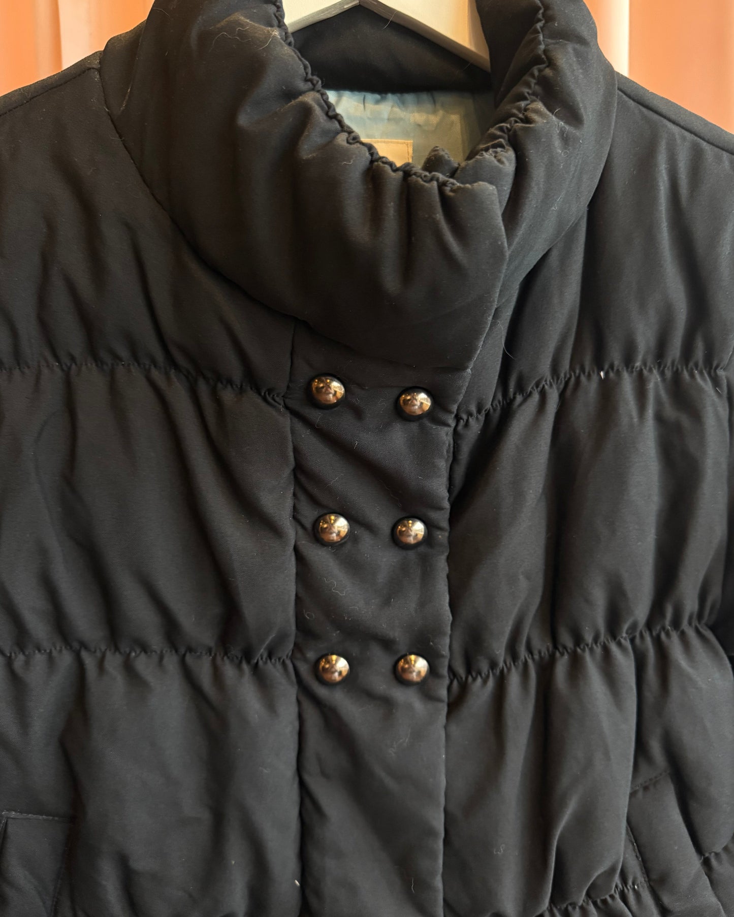 Double Breasted Bell Sleeve Black Down Puffer Jacket