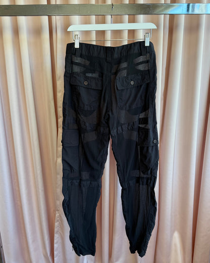 United Bamboo Sample Sheer Black Cargo Pants