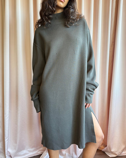 Rick Owens F/W 15 Sphinx Dark Dust Mock Neck Knit Long Sleeve Dress