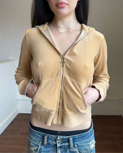 Italian Brand Velour Zip Up Hoodie