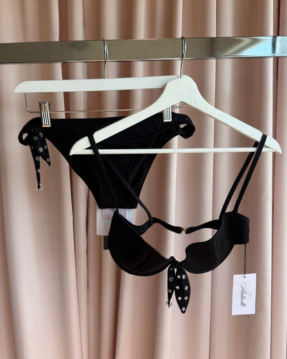 John Richmond Deadstock Black Pierced Grommet Bikini