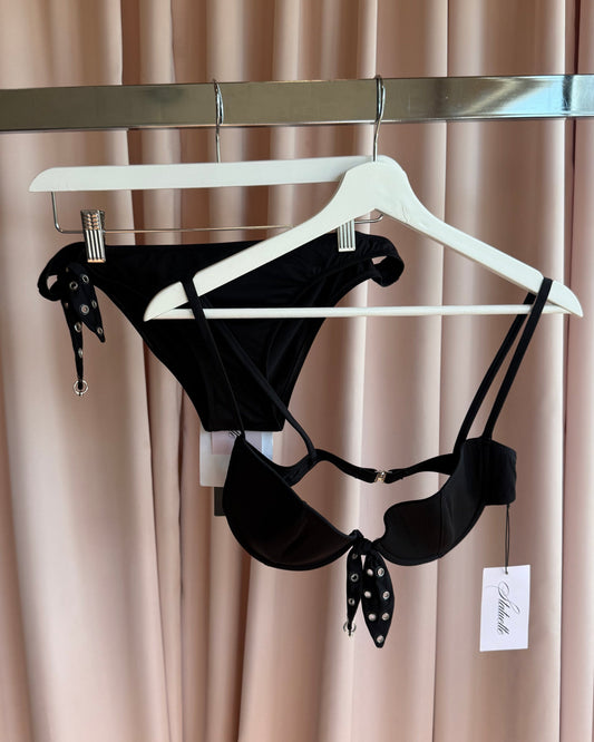 John Richmond Deadstock Black Pierced Grommet Bikini