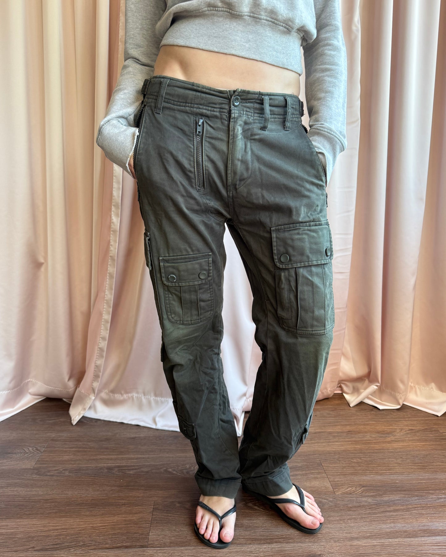 Diesel Low Rise Faded Military Cargo Pants