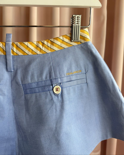 Dsquared² S/S 2007 Oxford Cloth Striped Yellow Bow Belt Mini Shorts
