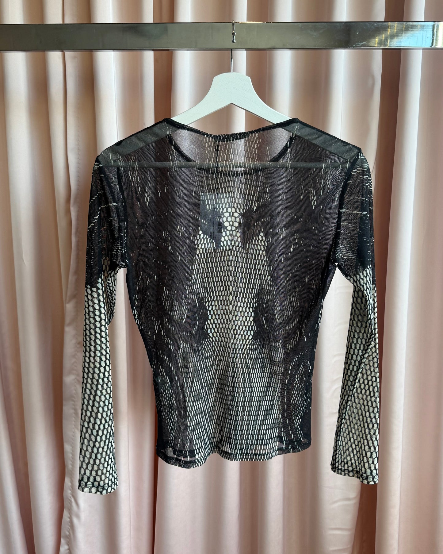 Issey Miyake Printed Mesh Long Sleeve Top