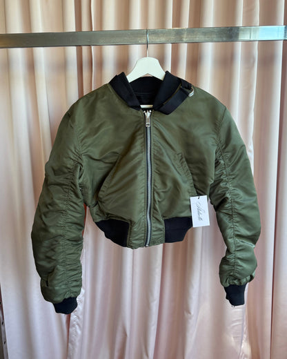 Diesel Reversible Black & Army Green Cropped Bomber Jacket