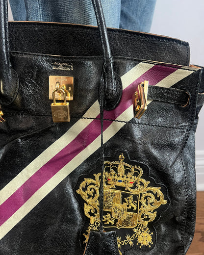 “Firkin” Patched Leather Handbag