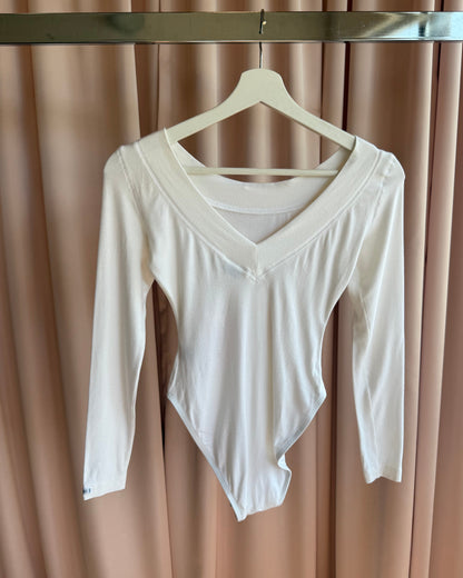 French Brand Cream White Long Sleeve Bodysuit