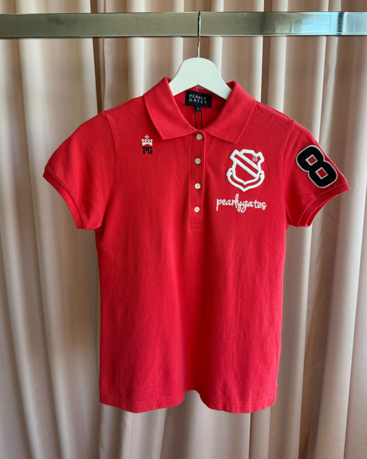 Japanese Golf Brand Patched Red Polo Top