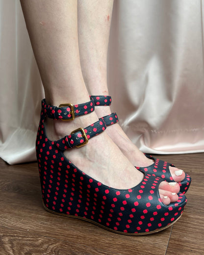 Marc by Marc Jacobs Polka Dot Leather Platform Buckle Sandals
