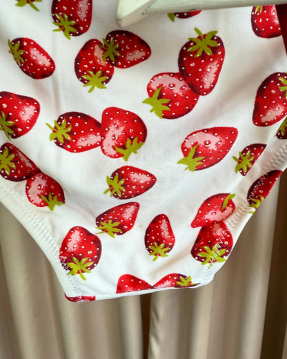 Japanese Brand Deadstock Strawberry Print Sequins Patch Bikini