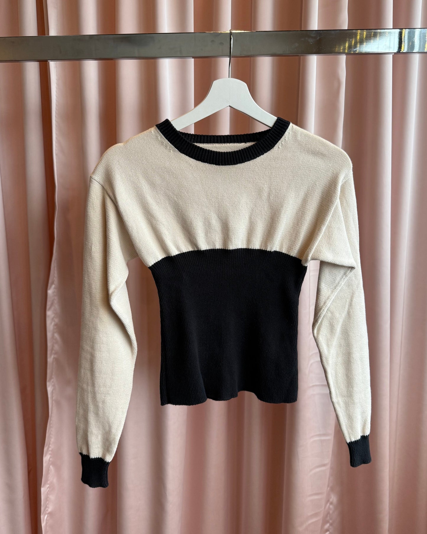 MM6 Maison Margiela S/S 2016 Black & Cream Contrast Cotton Knit Sweater