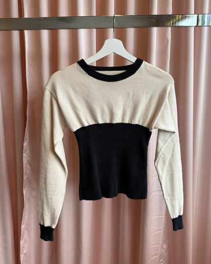 MM6 Maison Margiela S/S 2016 Black & Cream Contrast Cotton Knit Sweater