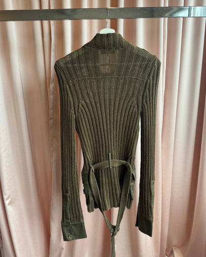 Patrizia Pepe Utility Cargo Khaki Knit Belted Jacket