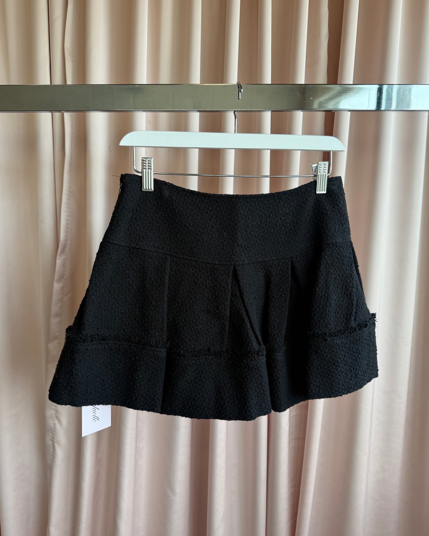 Jill Stuart Black Cotton Tweed Flared Mini Skirt