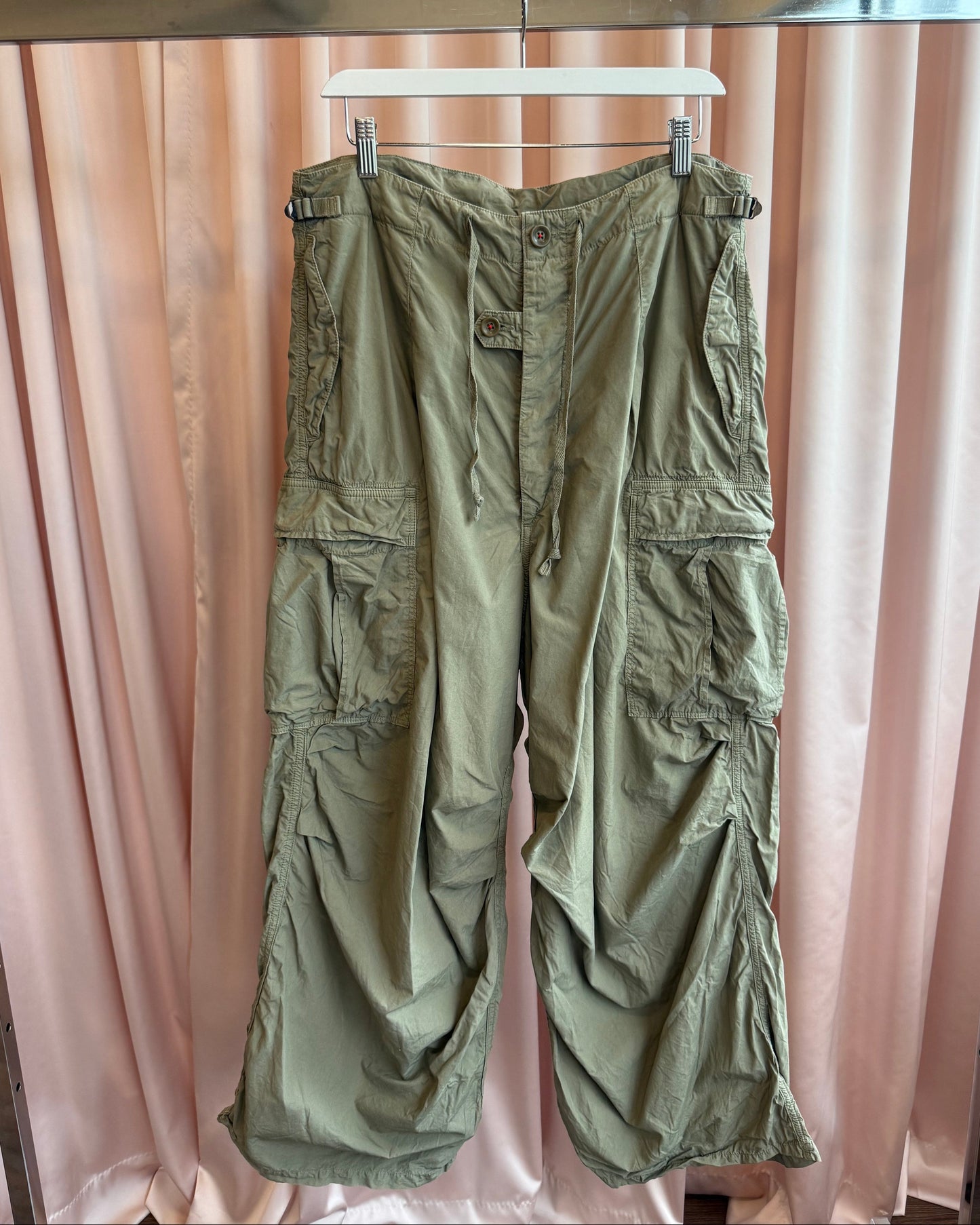 Kapital Khaki Cotton Oversized Pocket Military Cargo Pants