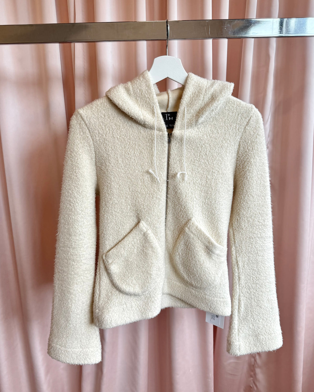 Isabel Marant 1990's Cream Fleece Bell Sleeve Zip Up Hoodie