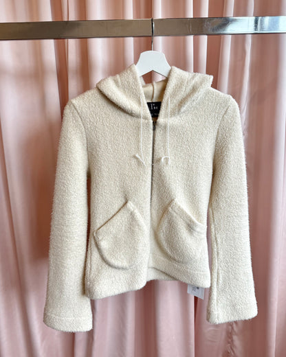 Isabel Marant 1990's Cream Fleece Bell Sleeve Zip Up Hoodie