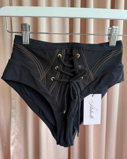 Agent Provocatuer Lace Up Dark Wash Denim Bikini