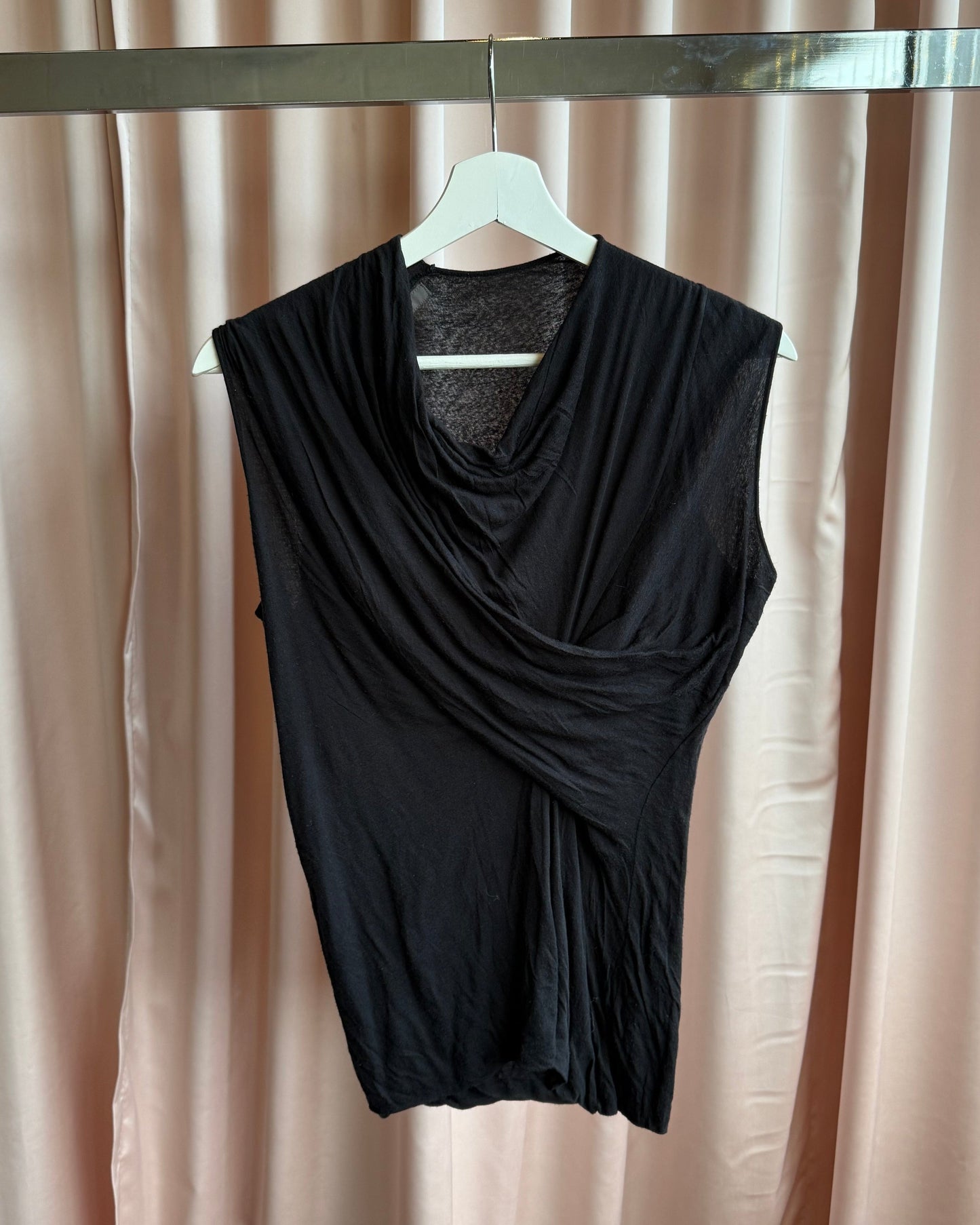 Rick Owens Lilies Draped Black Sleeveless Top