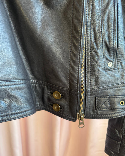 Japanese Brand Raccoon Fur Collar Sheepskin Leather Jacket