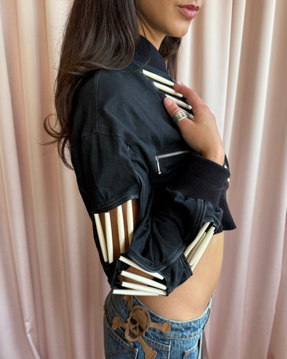 Parisian Brand Cropped Black Cotton Jacket