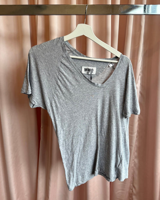 MM6 Margiela F/W 2011 Grey Asymmetrical V-Neck T-Shirt