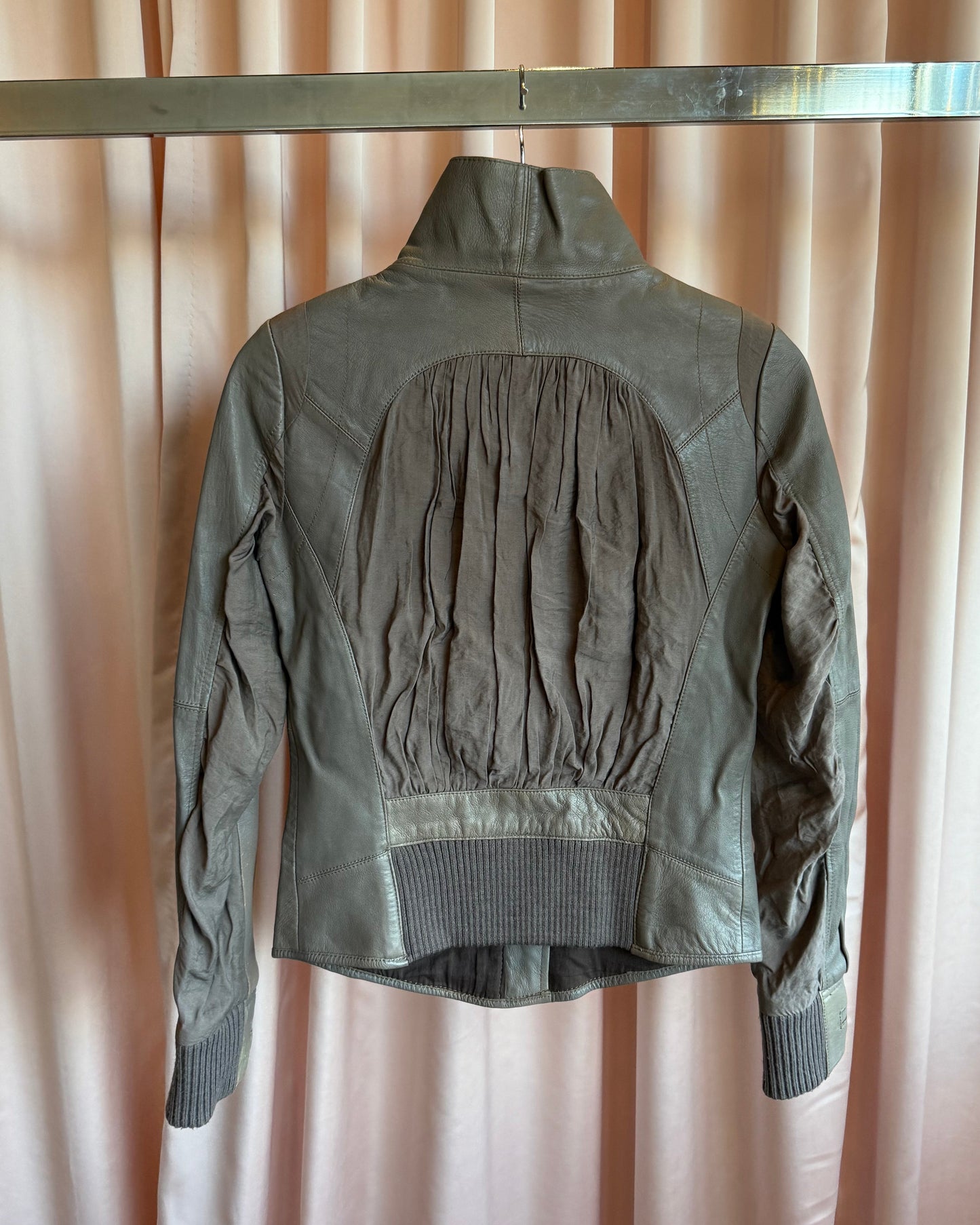 Japanese Brand Dust Tone Sheepskin Leather Side Zip Moto Jacket
