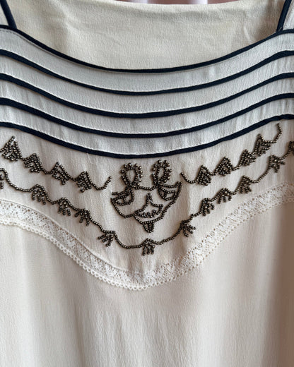 Tsumori Chisato Beaded Silk Mini Shift Dress