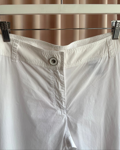 Cop Copine White Cotton Cropped Darted Knee Pants