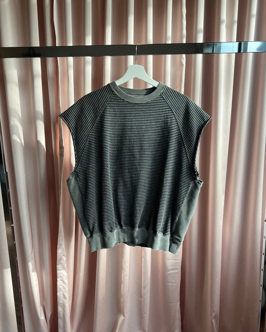 Black & Grey Striped Sleeveless Top