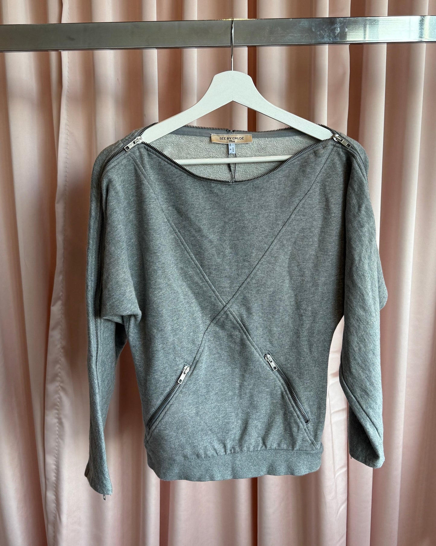 See by Chloé Grey Full Zip Neckline Sweatshirt